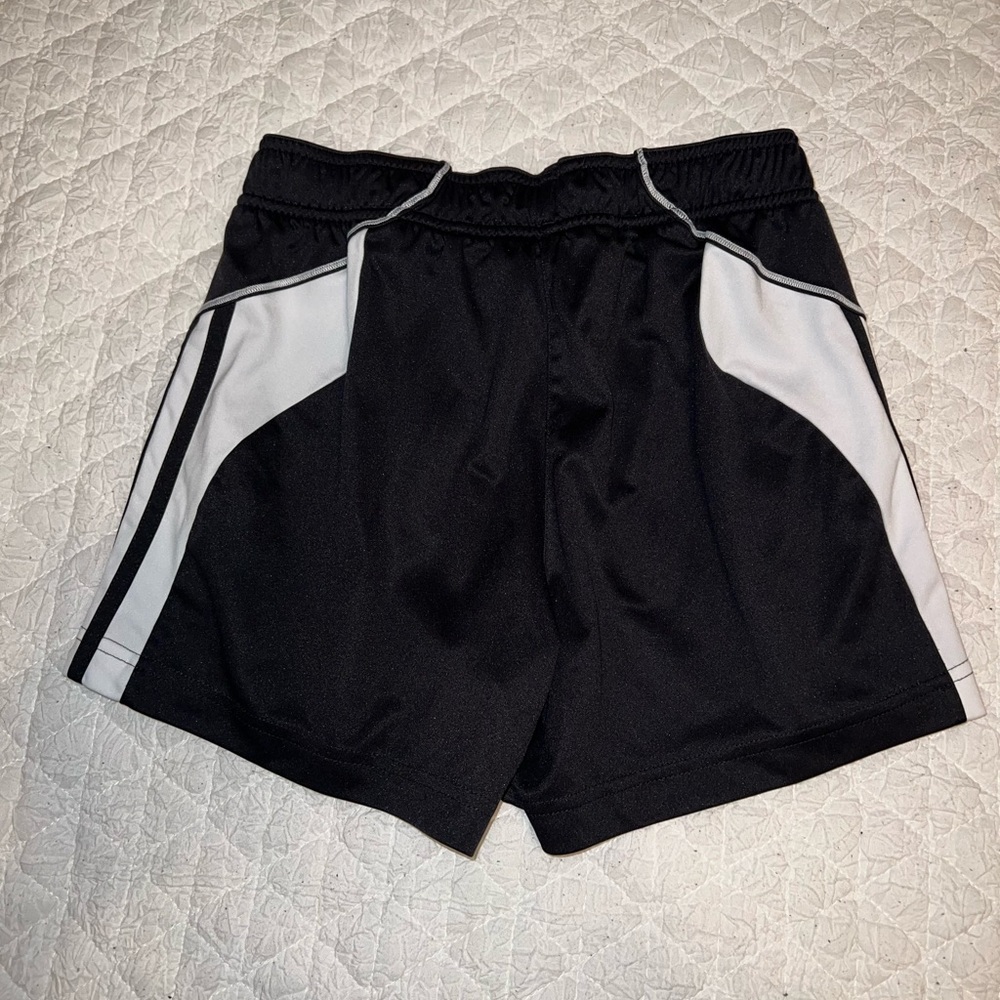 Adidas Athletic Running/Soccer Black and White Stripe Shorts Size Small 4 inch - Picture 2 of 8